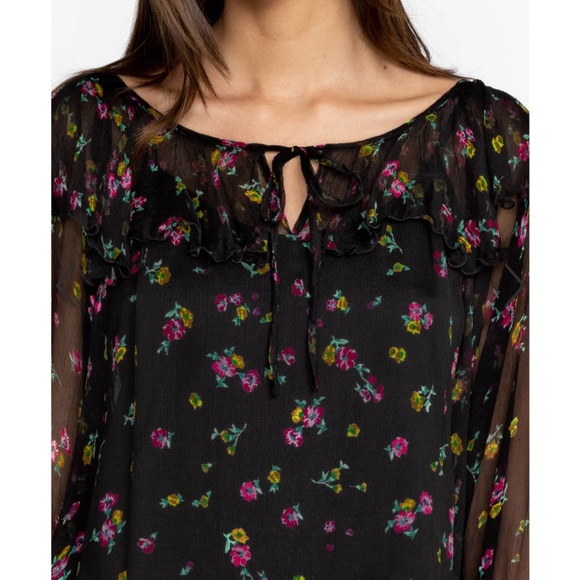 JOHNNY WAS 100% Silk Peasant Top Large - Picture 2 of 4